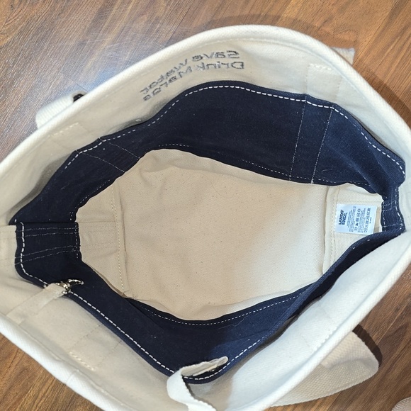 Lands' End Navy and Cream Medium Canvas Tote Bag "Save Water, Drink Margs" - Picture 5 of 10